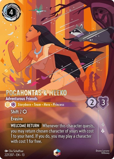 Pocahontas & Meeko - Adventurous Friends (Enchanted) 227/204 card from Attack of the Vine!