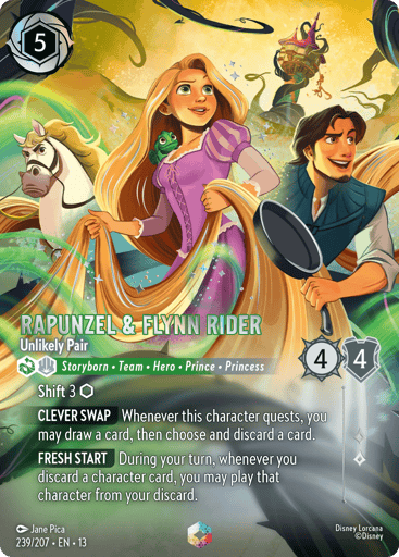 Rapunzel & Flynn Rider - Unlikely Pair (Enchanted) 239/204 card from Attack of the Vine!