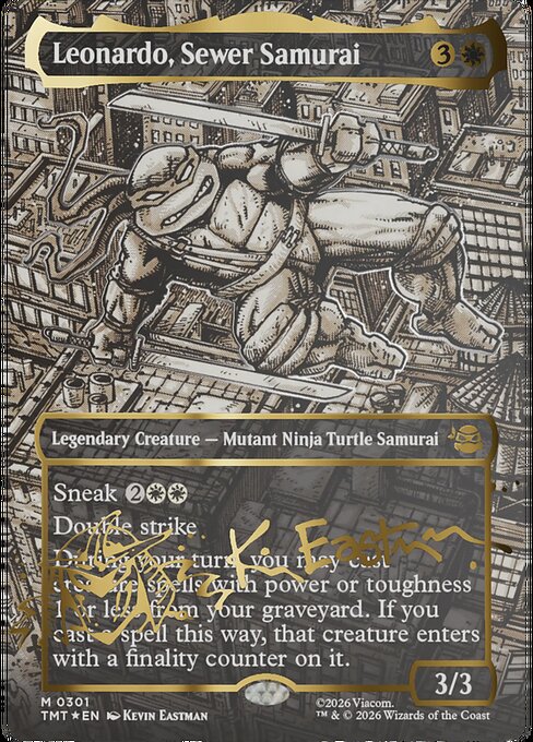 Leonardo, Sewer Samurai (Borderless) (Gold-Stamped Signature) 301 card from Teenage Mutant Ninja Turtles