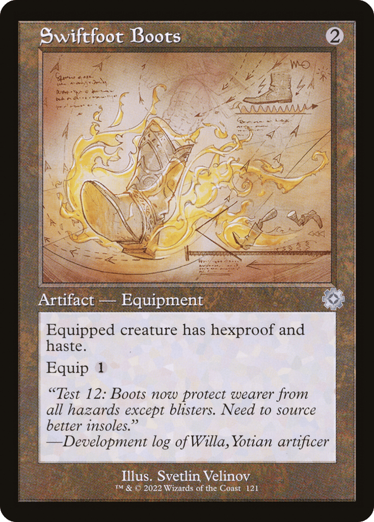 Swiftfoot Boots (Schematic) (Serial Numbered) 121 card from The Brothers' War: Retro Frame Artifacts