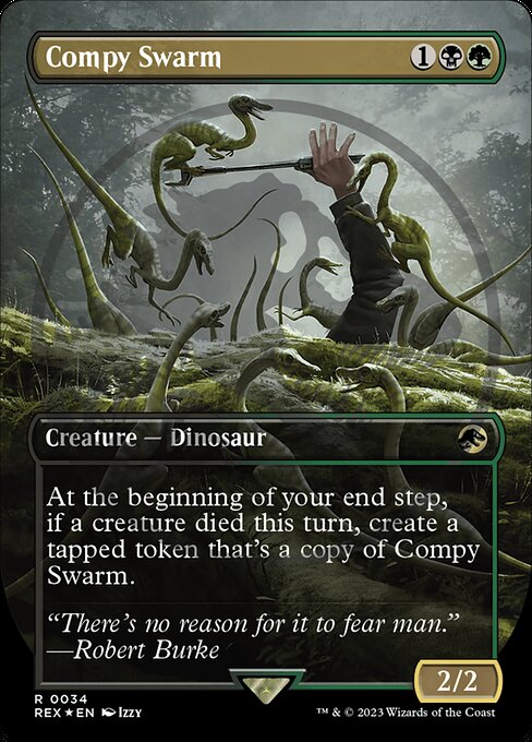 Compy Swarm (Borderless) (Emblem) 34 card from Universes Beyond: Jurassic World Collection