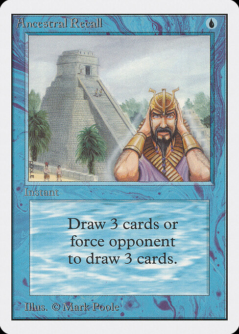 Ancestral Recall card from Unlimited Edition