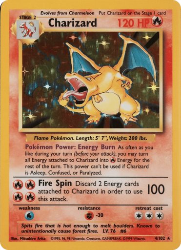Charizard 004/102 card from Base Set (Shadowless)