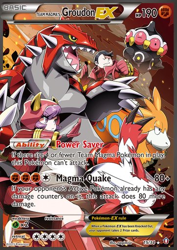 Team Magma's Groudon EX 15/34 card from Double Crisis