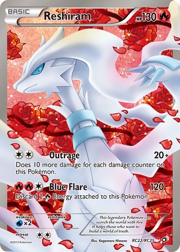 Reshiram (Full Art) RC22/RC25 card from Legendary Treasures: Radiant Collection