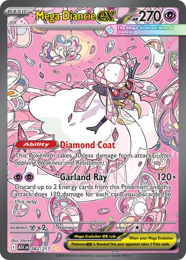 Mega Diancie ex 282/217 card from ME: Ascended Heroes