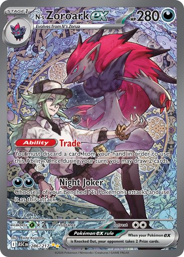 N's Zoroark ex 286/217 card from ME: Ascended Heroes