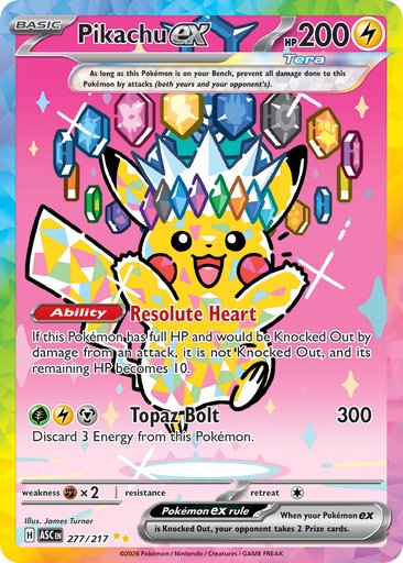 Pikachu ex 277/217 card from ME: Ascended Heroes