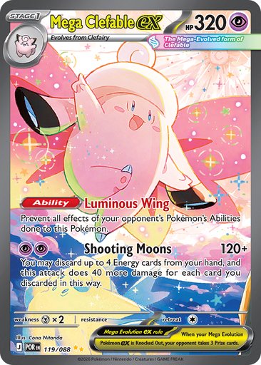 Mega Clefable ex 119/088 card from ME03: Perfect Order