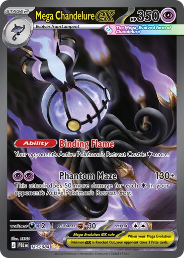 Mega Chandelure ex 115/084 card from ME05: Pitch Black