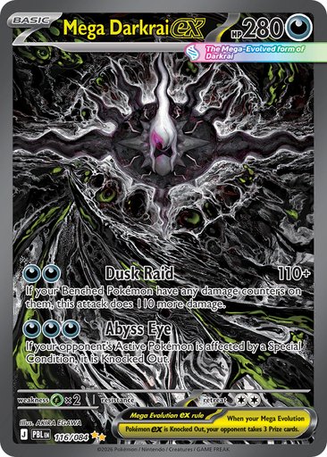 Mega Darkrai ex 116/084 card from ME05: Pitch Black