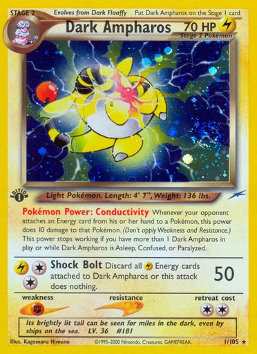Dark Ampharos 001/105 card from Neo Destiny