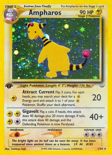 Ampharos 01/64 card from Neo Revelation
