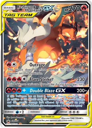 Reshiram & Charizard GX SM201 card from SM Promos