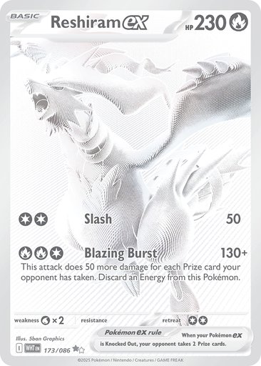 Reshiram ex 173/086 card from SV: White Flare