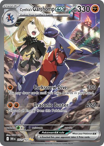 Cynthia's Garchomp ex 232/182 card from SV10: Destined Rivals