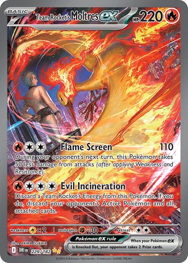 Team Rocket's Moltres ex 229/182 card from SV10: Destined Rivals