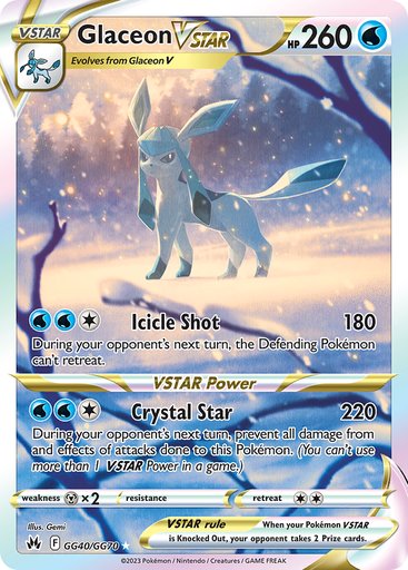 Glaceon VSTAR GG40/GG70 card from SWSH: Crown Zenith: Galarian Gallery