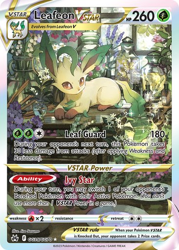 Leafeon VSTAR GG35/GG70 card from SWSH: Crown Zenith: Galarian Gallery