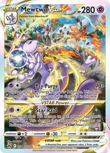 Mewtwo VSTAR GG44/GG70 card from SWSH: Crown Zenith: Galarian Gallery