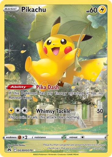 Pikachu GG30/GG70 card from SWSH: Crown Zenith: Galarian Gallery