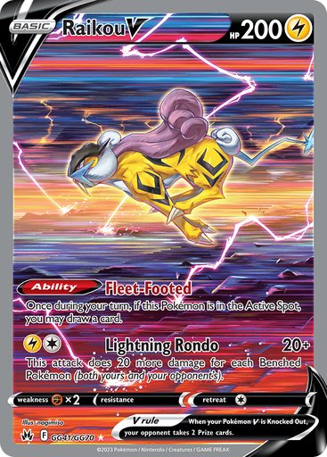 Raikou V GG41/GG70 card from SWSH: Crown Zenith: Galarian Gallery