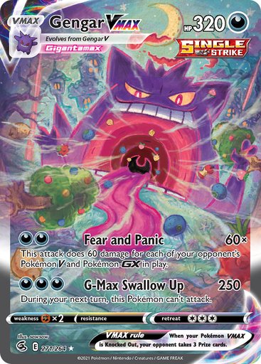 Gengar VMAX (Alternate Art Secret) 271/264 card from SWSH08: Fusion Strike