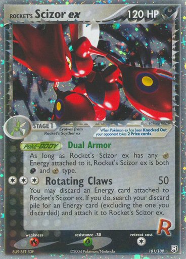 Rocket's Scizor ex 101/109 card from Team Rocket Returns
