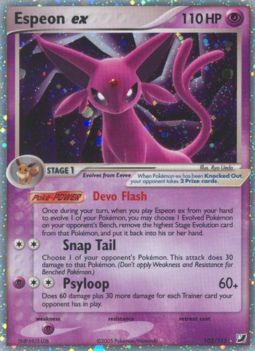 Espeon ex 102/115 card from Unseen Forces