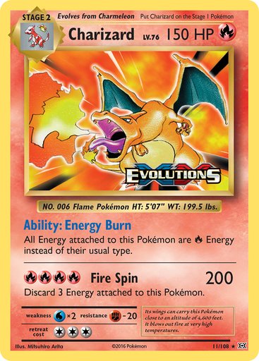 Charizard 11/108 card from XY - Evolutions